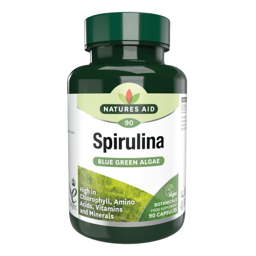 Natures Aid Organic Superfoods Spirulina 500mg, 90 Capsules