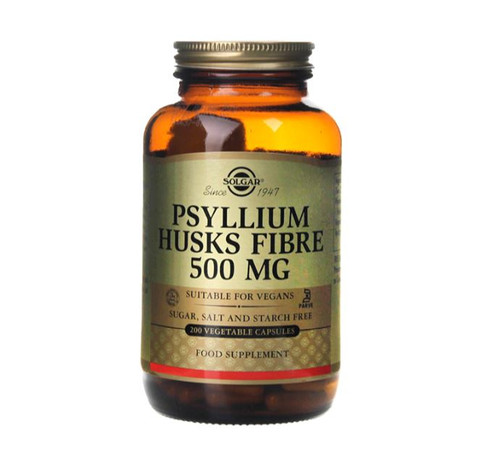 Solgar Psyllium Husks Fibre 500 mg Vegetable Capsules, 200