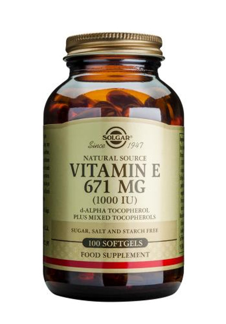 Solgar Vitamin E 671 mg (1000 IU) Mixed Softgels, 100