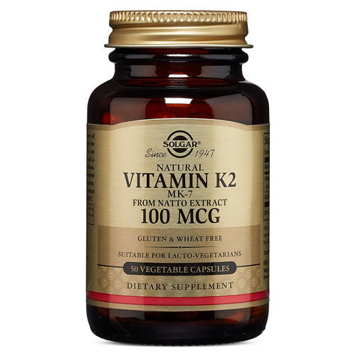 Solgar Vitamin K2 100 ug Vegetable Capsules, 50