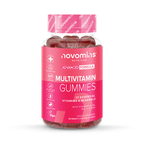 Novomins Multivitamin Peach Flavour 60 Gummies 30 Days Supply