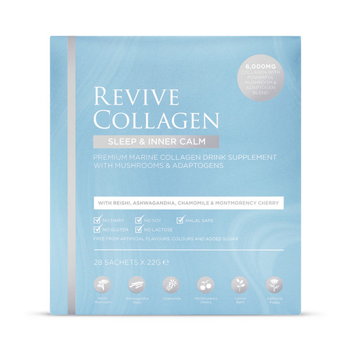 Revive Collagen Sleep & Inner Calm Functional Mushroom & Adaptogen Blend with 6,000mg of Type 1 Hydrolysed Marine Collagen 28 x 22g Sachets