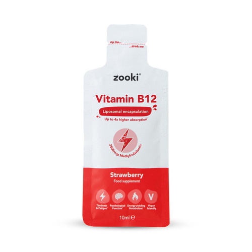 Zooki Liposomal Vitamin B12 2500mcg Strawberry Flavour 1 x 10ml Liquid Sachets