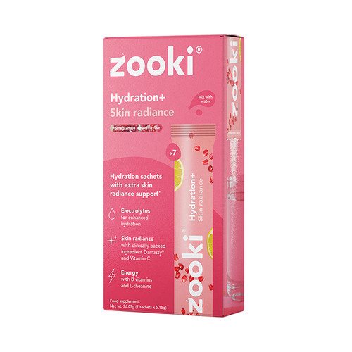 Zooki Hydration+ Skin Radiance, Pomegranate Lemon Flavour 7 Sachets