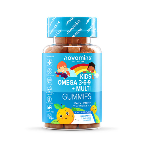 Novomins Kids Omega 3-6-9 + Multi Orange Flavoured 30 Gummies