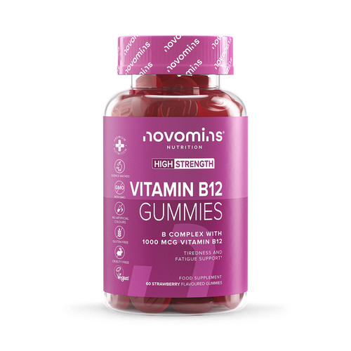 Novomins B12 Strawberry Flavour Vitamins 60 Gummies 30 Days Supply