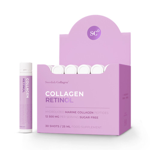 Swedish Collagen Retinol 25ml Shot 12500mg Blueberry Flavour30 Serving