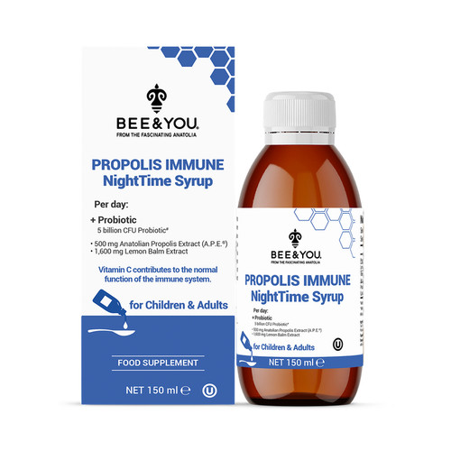 Bee&You Propolis Immune Night Time Syrup - Probiotic, 150 ml