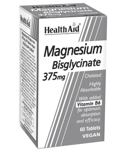 Health Aid Magnesium Bisglycinate, 60 Vegan Tablets (PACK OF 3)