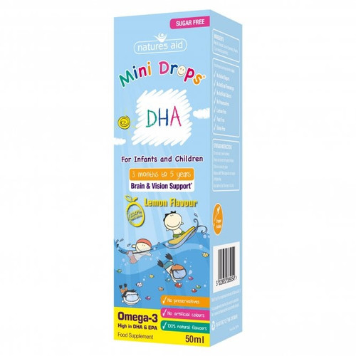 Natures Aid Mini Drops DHA (Omega-3) for infants & children, 50ml (PACK OF 3)