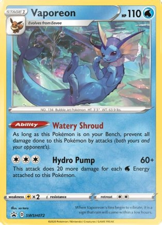 Vaporeon - SWSH072 (PTCG-SWSD) (Holofoil) (#SWSH072)