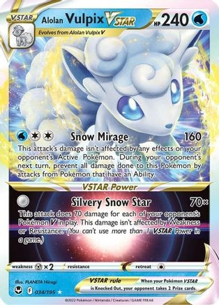 Alolan Vulpix VSTAR (PTCG-SWSH12) (Holofoil) (#034/195)