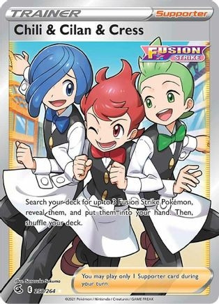 Chili & Cilan & Cress (Full Art) (PTCG-SWSH08) (Holofoil) (#258/264)