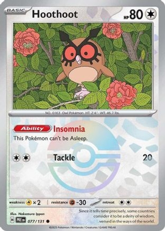 Hoothoot (Poke Ball Pattern) (PTCG-SVPRE) (Holofoil) (#077/131)