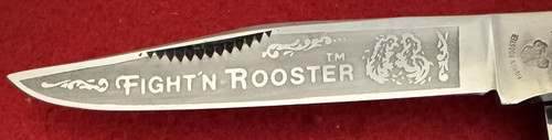 FIGHT’N ROOSTER 2 BLADE TRAPPER FOLDING KNIFE, WHITE BONE, CREDIT CARD