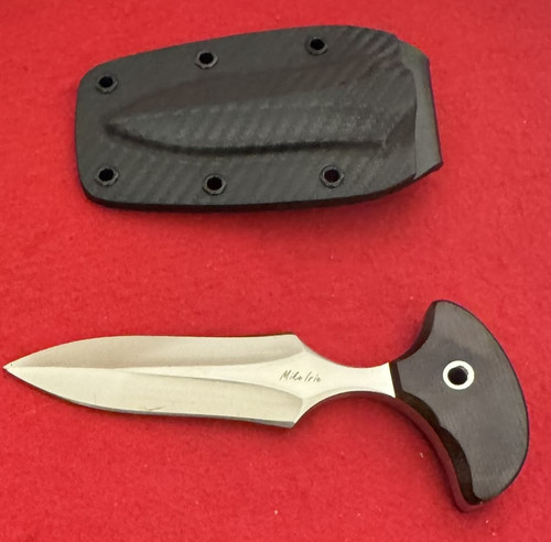 Mike Irie Custom Version 2 Push Dagger, Maroon Linen Micarta, Kydex