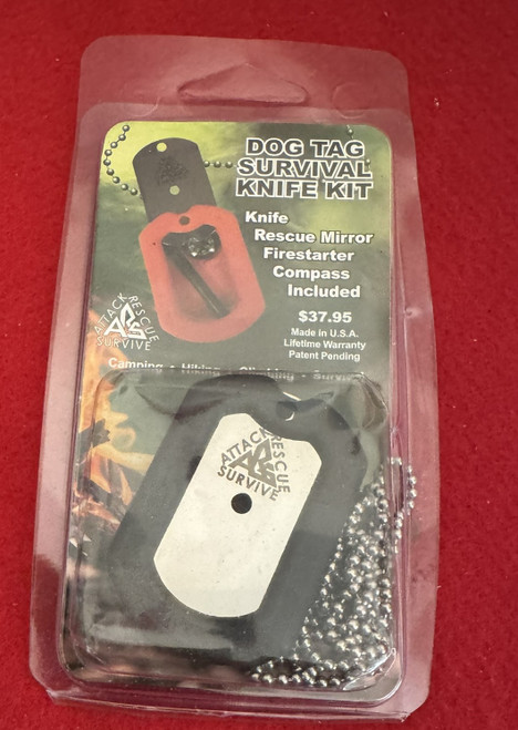 Attack, Rescue, Survive A.R.S. Dog Tag Survival Kit w/ Compass, Firestarter & Mirror