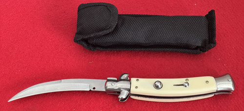 Curved Blade Italian Style Stiletto Automatic Switchblade Knife, 440C