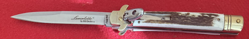 AKC Leverletto Lever Lock Automatic Italian Style Knife, Stag Horn