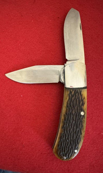 Jeff Cover Large 2 blade Trapper Folding Knife, Jigged Bone