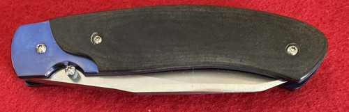 MIKE SANDERS CUSTOM LINERLOCK FOLDING KNIFE, REVERSE TANTO, BLACK MICARTA, 1943