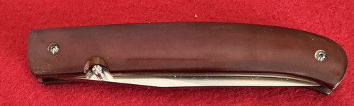 MIKE SANDERS CUSTOM SLIPJOINT FOLDING POCKET KNIFE, CAMEL MICARTA