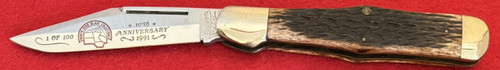Vintage Queen Knife Large Jig Bone Coke Bottle Folding Knife, 1991