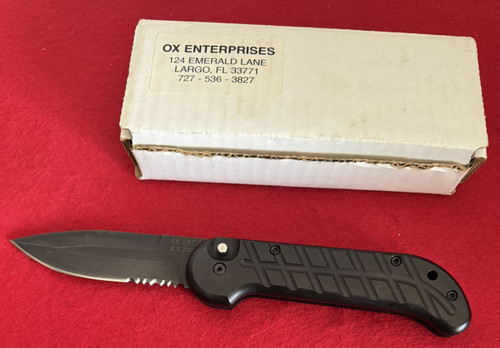 Charles Ochs 2000 Black Auto Knife  Vintage Ox Enterprises, Original Box