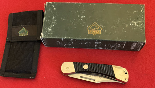 Puma Sergeant Lock Back Folding Knife Black ABS, Box , Nylon Pouch