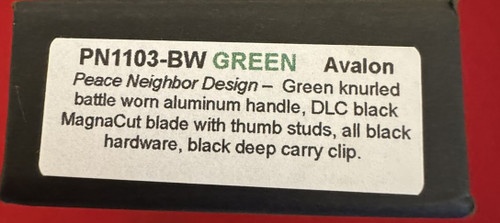 ProTech Avalon Manual Pocket Knife, Peace Neighbor Design,BW, PN1103-Green