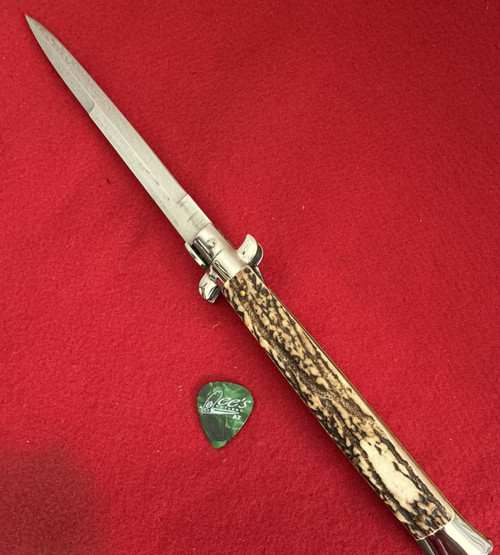 13" Italian Style Stiletto Knife, Stag Handle