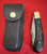 Damascus Two Bladed Buffalo Horn Trapper Pocket Knife & Leather Belt Sheath
