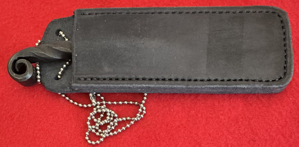 RAY KIRK/RAKER HAND FORGED TWIST HANDLE NECK KNIFE, LEATHER SHEATH