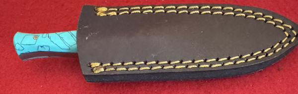 Jim Ort, OZ Knives, Custom Small Damascus Dagger, Turquoise, Custom Sheath