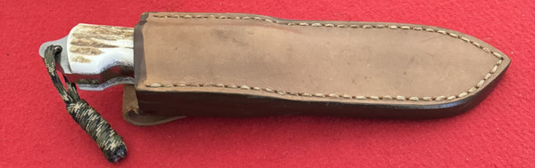 ANZA BODDINGTON CUSTOMIZED by LEE FIXED BLADE TACTICAL FILE KNIFE, ELK ANTLER, CUSTOM SHEATH