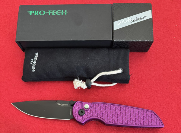 Pro-Tech Manual Integrity Purple Relic, Button Lock Folding Knife, Magnacut, Purple