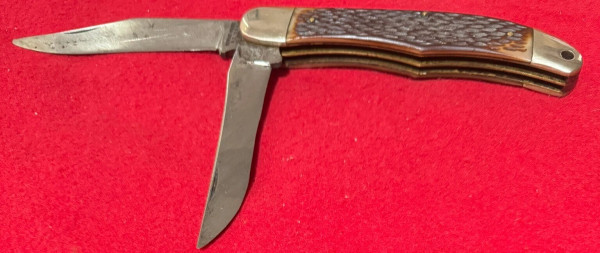 Schrade-Walden 2 Blade Folding Hunter Knife, 225H, Jigged Delrin