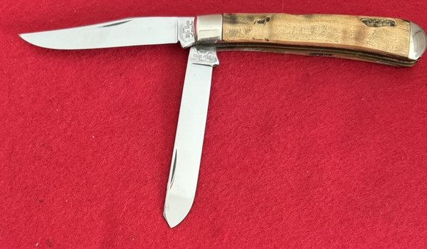 Custom 2-Blade Trapper Folding Knife By Mickey Kaehr Of Blue Mesa Blades