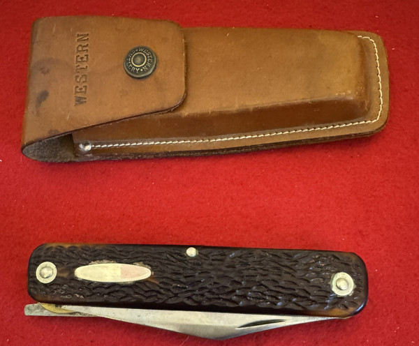 Western  Folding Knife and Saw, Belt Sheath ,Vintage USA