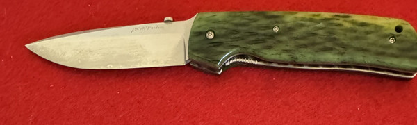 J.W. McFarlin Custom Folding Knife, Green Jigged Bone