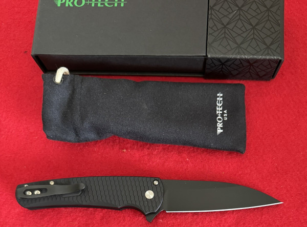 Pro-Tech Malibu Folding Knife, Wharncliffe Button Lock Knife Black Dragon Scale