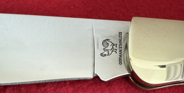 Michael Prater Customized Hen & Rooster White Corian  Clasp Knife