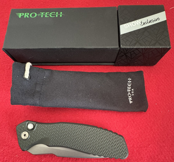 Pro-Tech Blade Show West 2026 Pallas Automatic, Spartan Blades Collaboration, Stonewash, MagnaCut,  Textured Green Aluminum