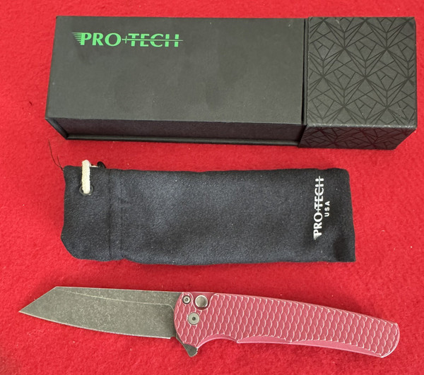 ProTech Malibu Flipper Knife, Battleworn Red Dragon Scale, BSA26.Malibu.1
