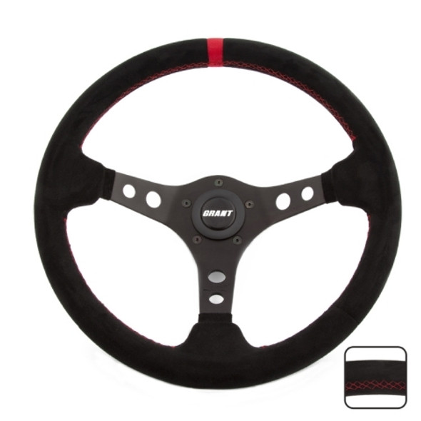 13in Red Stripe Race Steering Wheel Suede