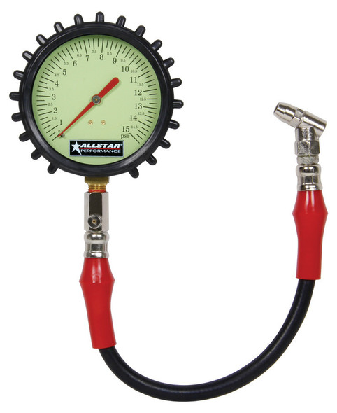 Tire Pressure Gauge 0-15 PSI 4in Glow