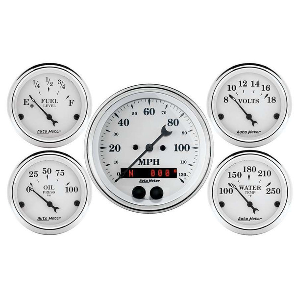 Old Tyme White Gauge Kit w/GPS Speedo