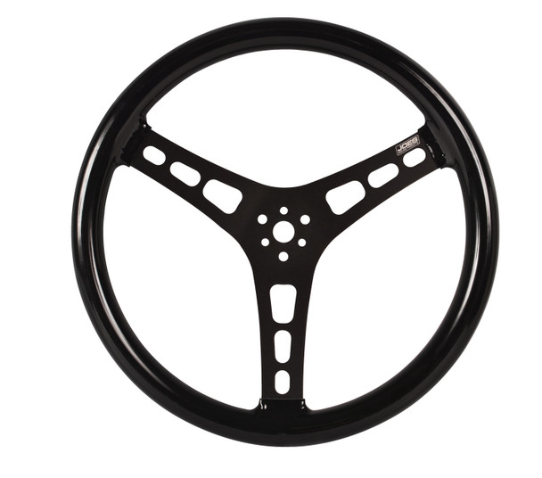 Steering Wheel 15in Flat Rubber Coated w/ Black