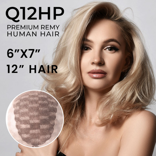 Q12HP Premium Remy Human Hair French Lace Top Hair Topper