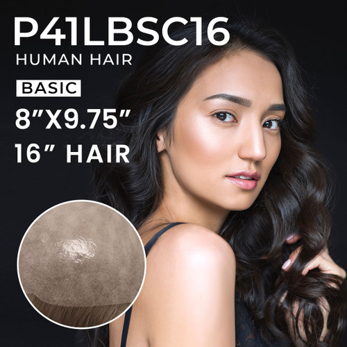 P41LBSC16 skin base human hair topper